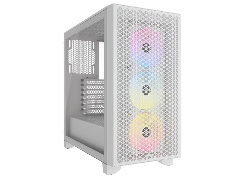 Corsair Mid Tower ATX Case 3000D RGB Airflow Windowed Tempered Glass - White - CC-9011256-WW