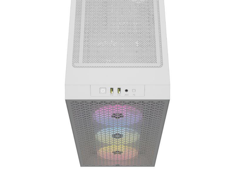 Corsair Mid Tower ATX Case 3000D RGB Airflow Windowed Tempered Glass - White - CC-9011256-WW