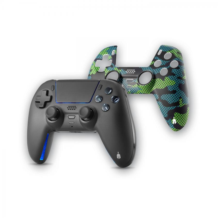 Spartan Gear - Sarissa Wireless Controller - compatible with PS5, PS4 PC, Switch - ( Black + one extra faceplate)  SGCPCPS501B