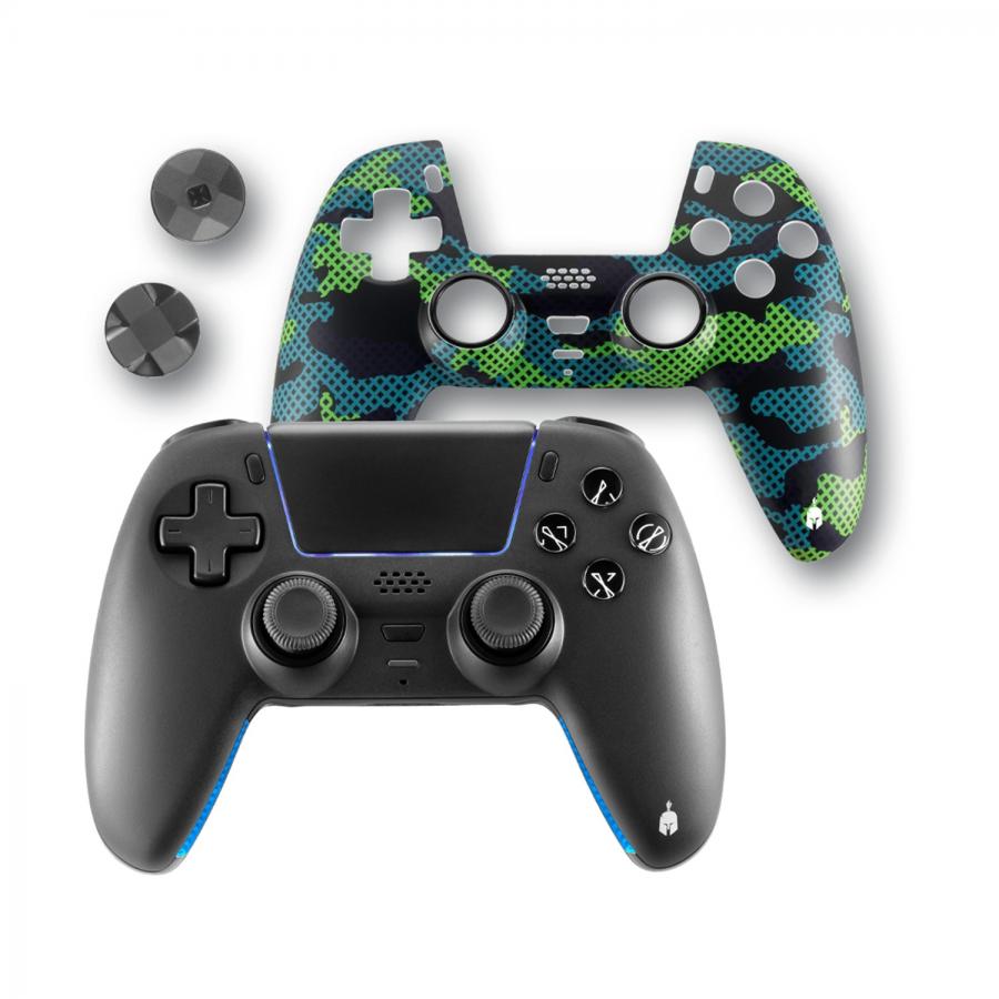 Spartan Gear - Sarissa Wireless Controller - compatible with PS5, PS4 PC, Switch - ( Black + one extra faceplate)  SGCPCPS501B