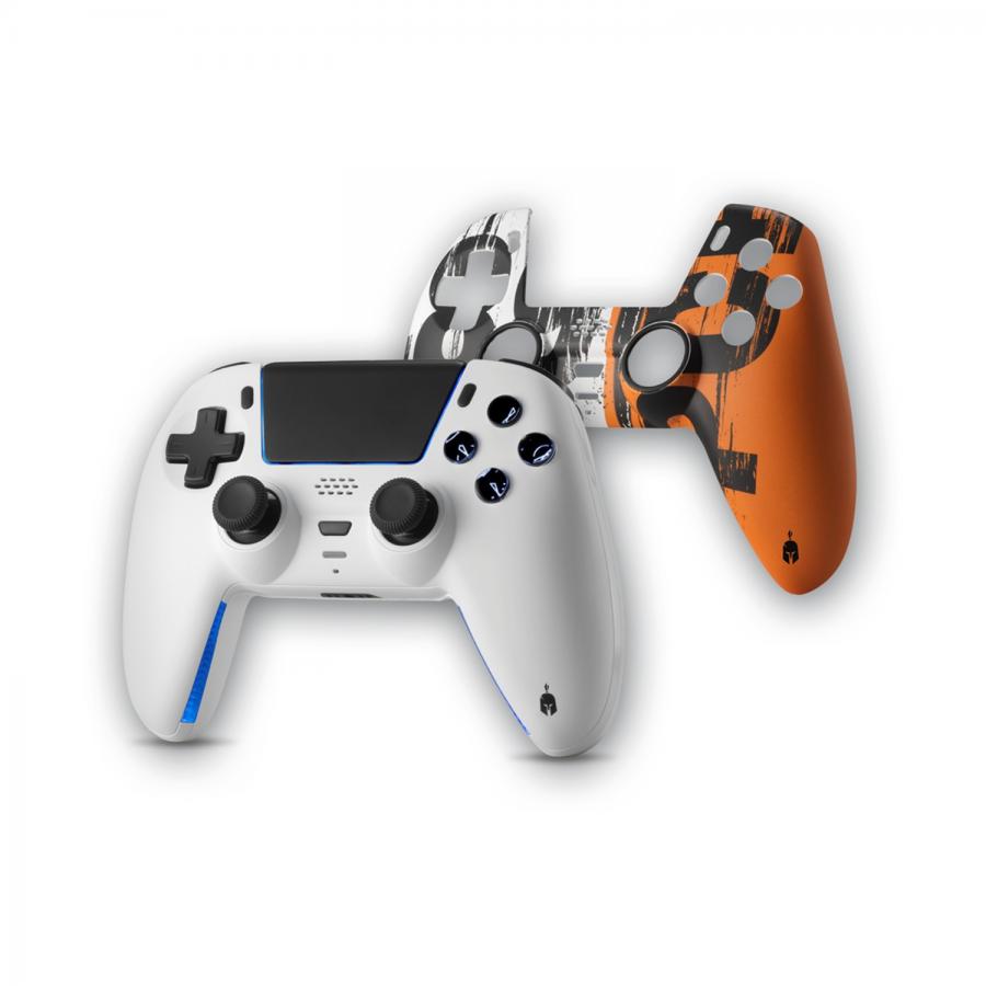Spartan Gear - Sarissa Wireless Controller - compatible with PS5, PS4 PC, Switch - ( White  + one extra faceplate)   SGCPCPS501W