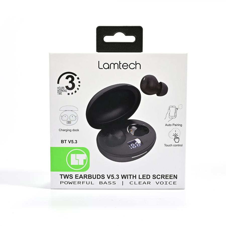 LAMTECH TWS EARBUDS V5.3 WITH LED SCREEN BLACK