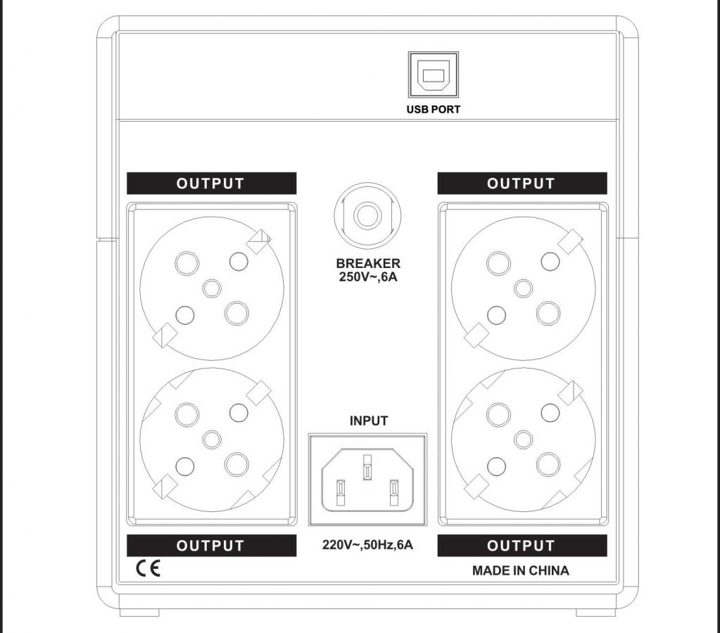 LAMTECH UPS WITH AVR 1200V ,CPU 2x12V7AH,PLASTIC,USB,4 SCHUKO SOCKET