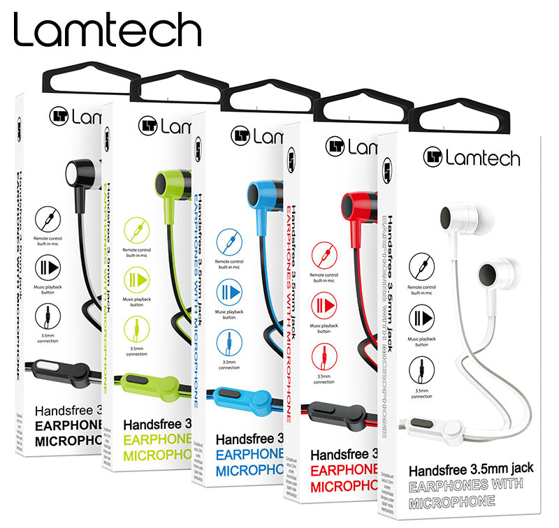 LAMTECH HANDSFREE WITH MIC 3,5MM JACK BLACK