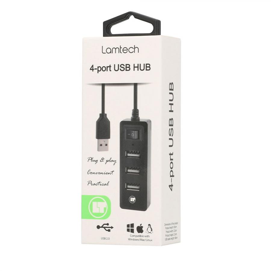 LAMTECH 4-PORT USB HUB BLACK