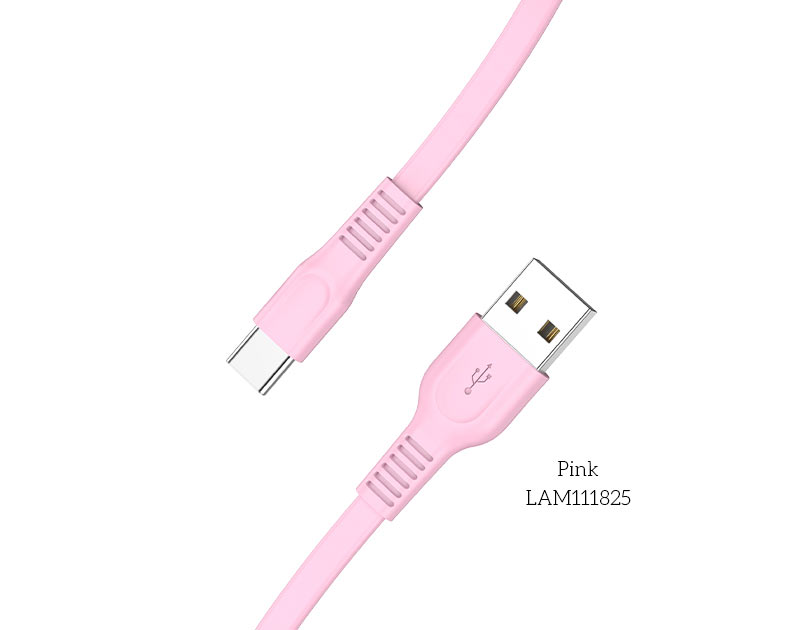 LAMTECH TYPE-C 3.0A FLAT CHARGING CABLE 1M PINK