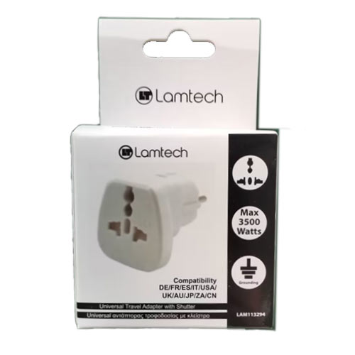 LAMTECH UNIVERSAL TRAVEL ADAPTER WITH SHUTTER