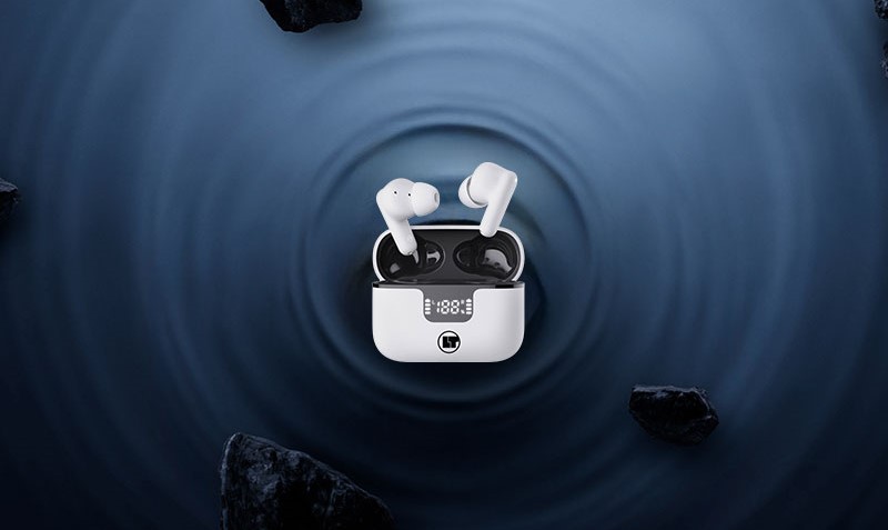 LAMTECH BT5.3 EARBUDS ANC & 4MIC ENC WITH LED CHARGING CASE WHITE
