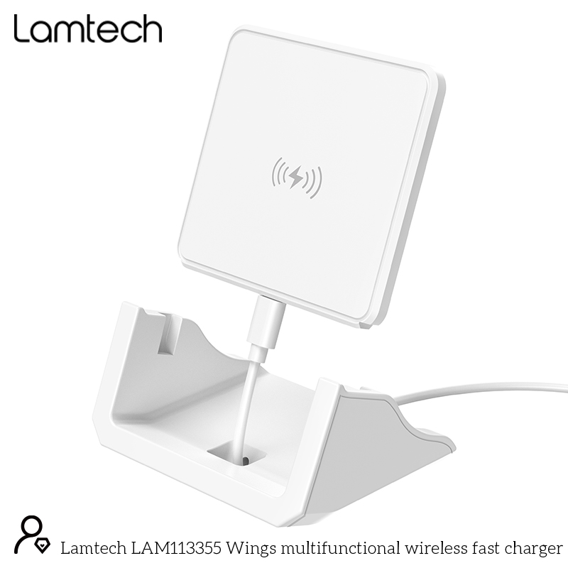 LAMTECH WIRELESS FAST CHARGER 15W WITH STAND WHITE