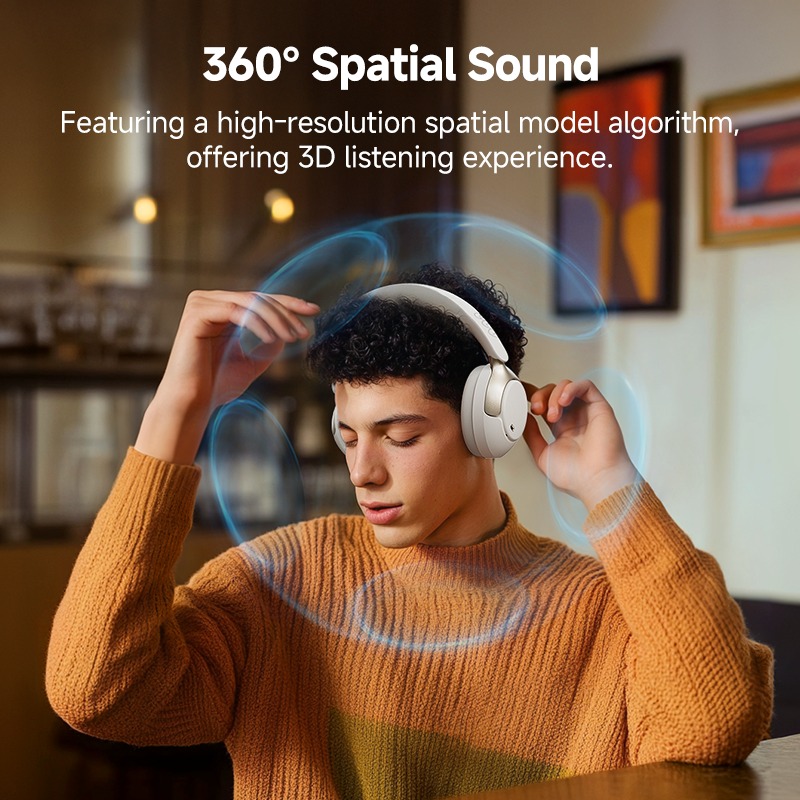 QCY H3 PRO Headset White Hi-Res Audio V5.4 Bluetooth ANC LDAC/AAC/SBC Call Noise Canc. 40mm drive