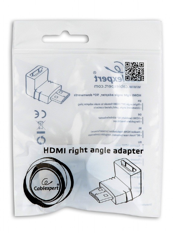 CABLEXPERT HDMI RIGHT ANGLE ADAPTER 90o DOWNWARDS