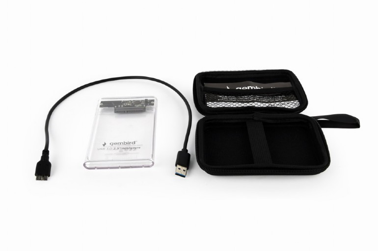 GEMBIRD USB 3,0 2,5' ENCLOSURE FOR 9,5MM DRIVE TRANSPARENT PLASTIC