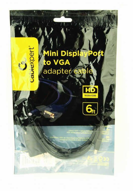 CABLEXPERT MINI DISPLAYPORT TO VGA ADAPTER CABLE BLACK 1,8M