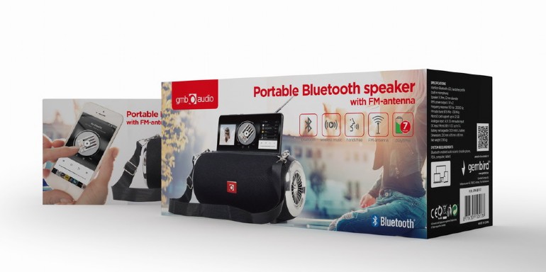 GEMBIRD PORTABLE BLUETOOTH SPEAKER WITH ANTENNA BLACK