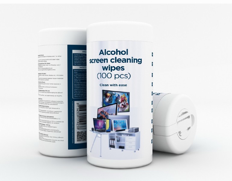 GEMBIRD ALCOHOL SCREEN CLEANING WIPRES (100PCS)