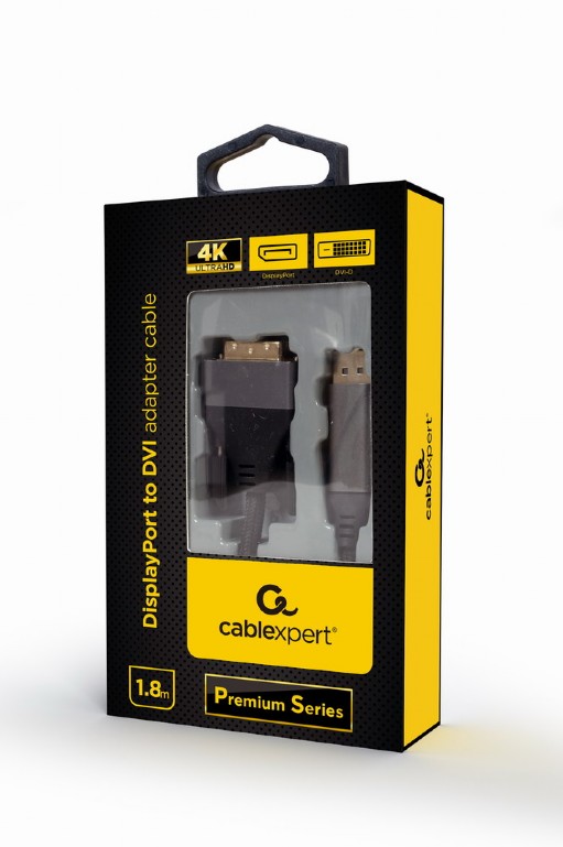 CABLEXPERT DISPLAYPORT TO DVI ADAPTER CABLE PREMIUM SERIES 4K 1,8M RETAIL PACK
