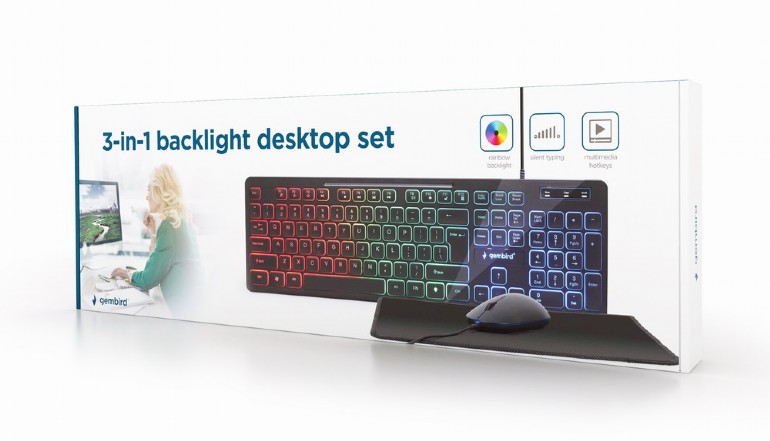 GEMBIRD 3-in-1 WIRED BACKLIGHT DESKTOP SETBLACK