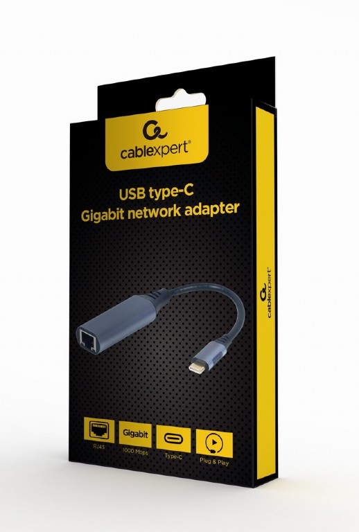 CABLEXPERT USB TYPE-C GIGABIT NETWORK ADAPTER SPACE GREY RETAIL PACK