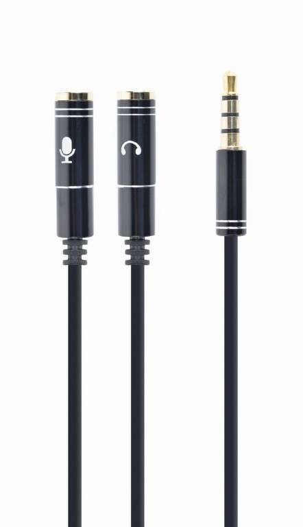 CABLEXPERT 3,5mm AUDIO + MICROPHONE ADAPTER CABLE 0,2m METAL CONNECTORS