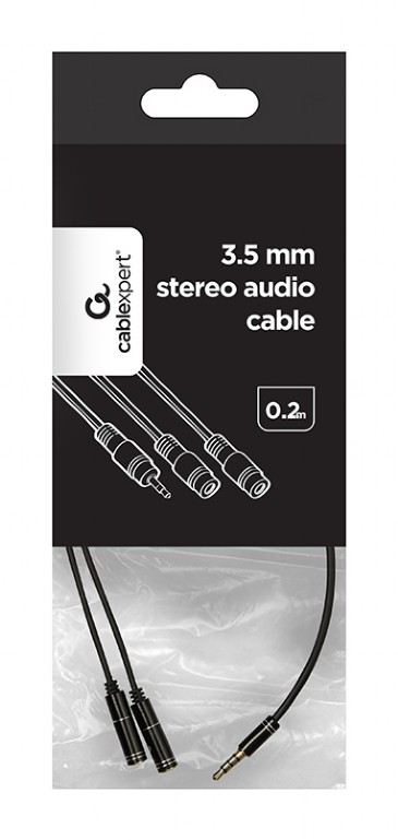 CABLEXPERT 3,5mm AUDIO + MICROPHONE ADAPTER CABLE 0,2m METAL CONNECTORS