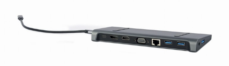 CABLEXPERT USB TYPE-C 9IN1 MULTI-PORT ADAPTER (HUB3.0+HDMI+DISPLAYPORT+VGA+PD+LAN+STEREO AUDIO)