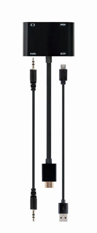 CABLEXPERT HDMI MALE TO HDMI FEMALE+VGA FEMALE+AUDIO ADAPTER CABLE BLACK RETAIL PACK