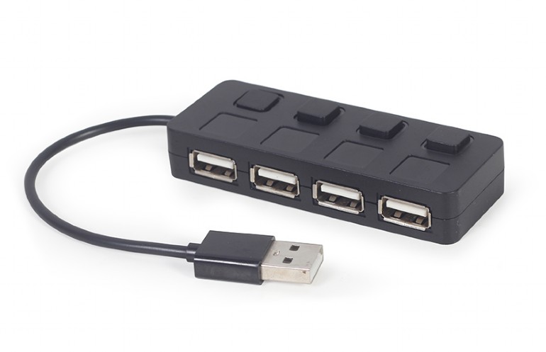 GEMBIRD 4-PORT USB 2.0 HUB WITH SWITCHES BLACK