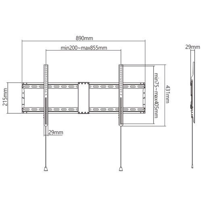 GEMBIRD TV WALL MOUNT (FIXED), 43”-90” (70 KG)