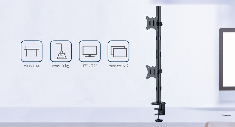 GEMBIRD ADJUSTABLE 2-DISPLAY VERTICAL DESK MOUNT 17'-32'