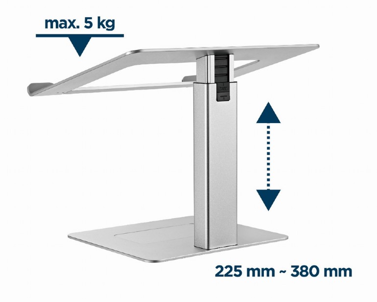 GEMBIRD HEIGHT ADJUSTABLE NOTEBOOK RISER STAND SILVER