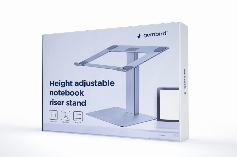 GEMBIRD HEIGHT ADJUSTABLE NOTEBOOK RISER STAND SILVER