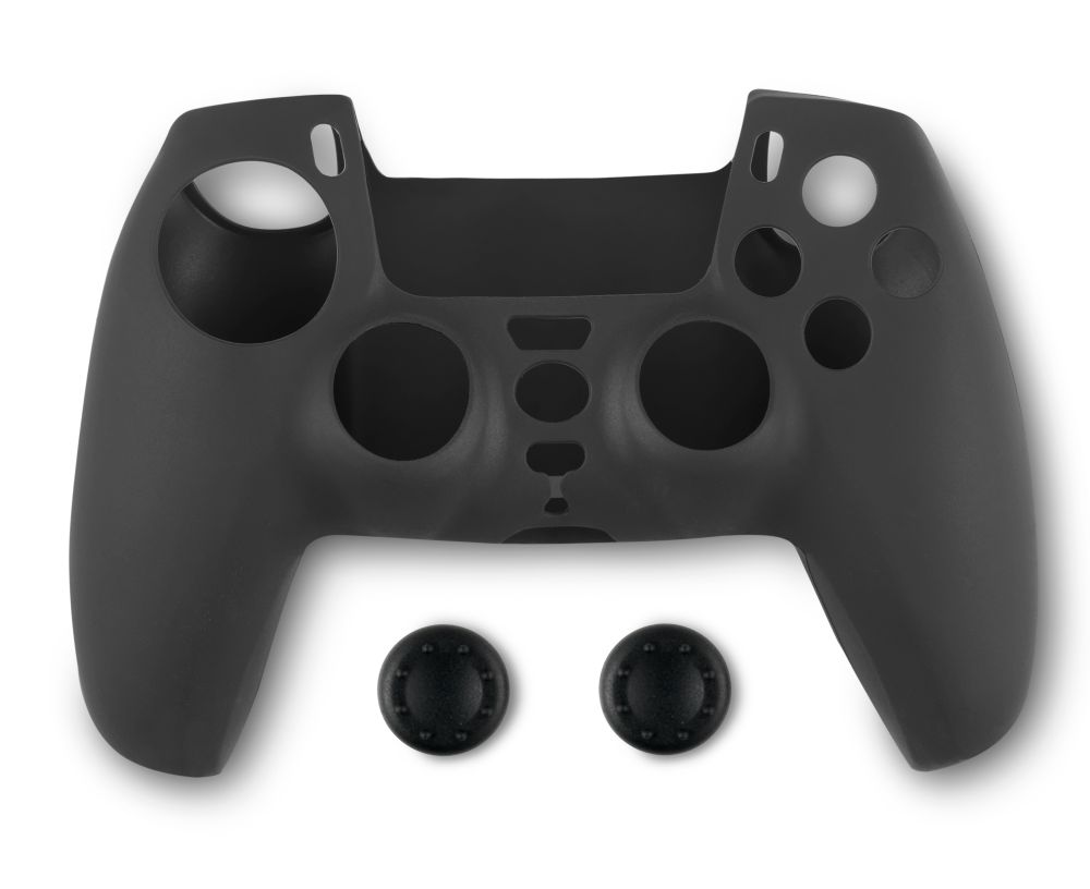 Spartan Gear - Controller Silicon Skin Cover and Thumb Grips (compatible with playstation 5) (colour: Black)