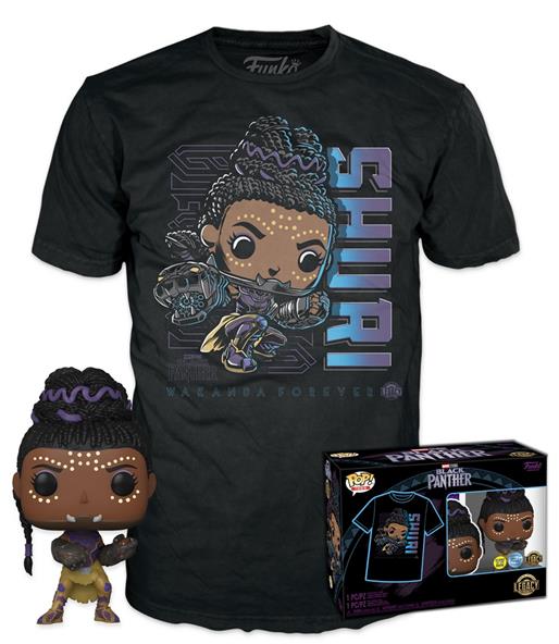 Funko Pop!  Tees (Adult): Marvel Black Panther - Shuri (Glows in the Dark) Bobble-Head Vinyl Figure  T-Shirt (L)