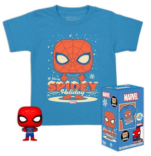 Funko Pocket Pop!  Tee (Child): Marvel - Holiday Spiderman Vinyl Figure  T-Shirt (L)