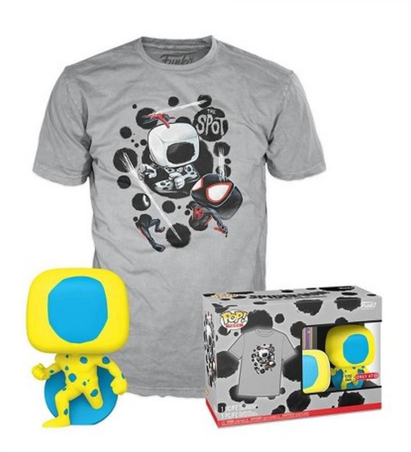 Funko Pop!  Tee (Adult) Marvel: Spider-Man Across the Spider-Verse - The Spot (Blacklight) (Special Edition) (Glows in the Dark) Bobble-Head Vinyl Figure and T-Shirt (XL)