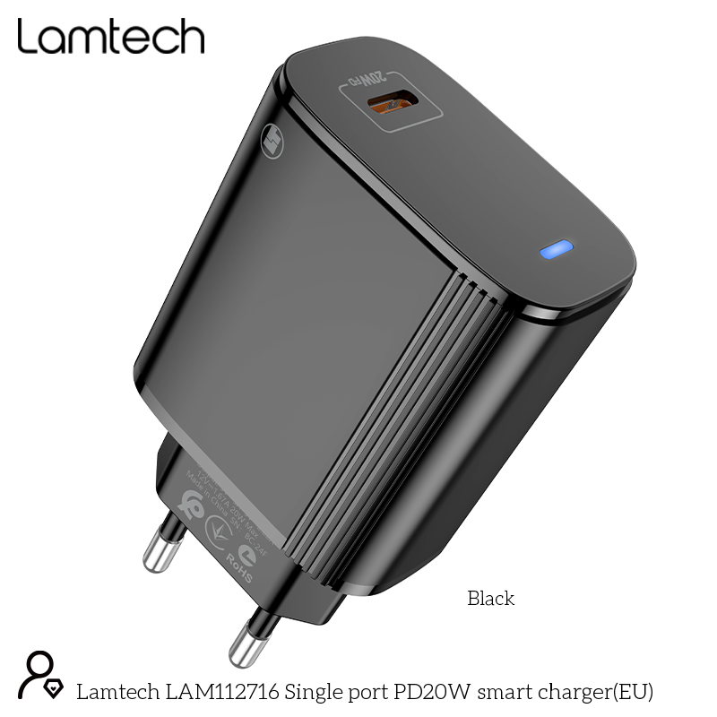 LAMTECH FAST CHARGER TYPE-C PD20W BLACK