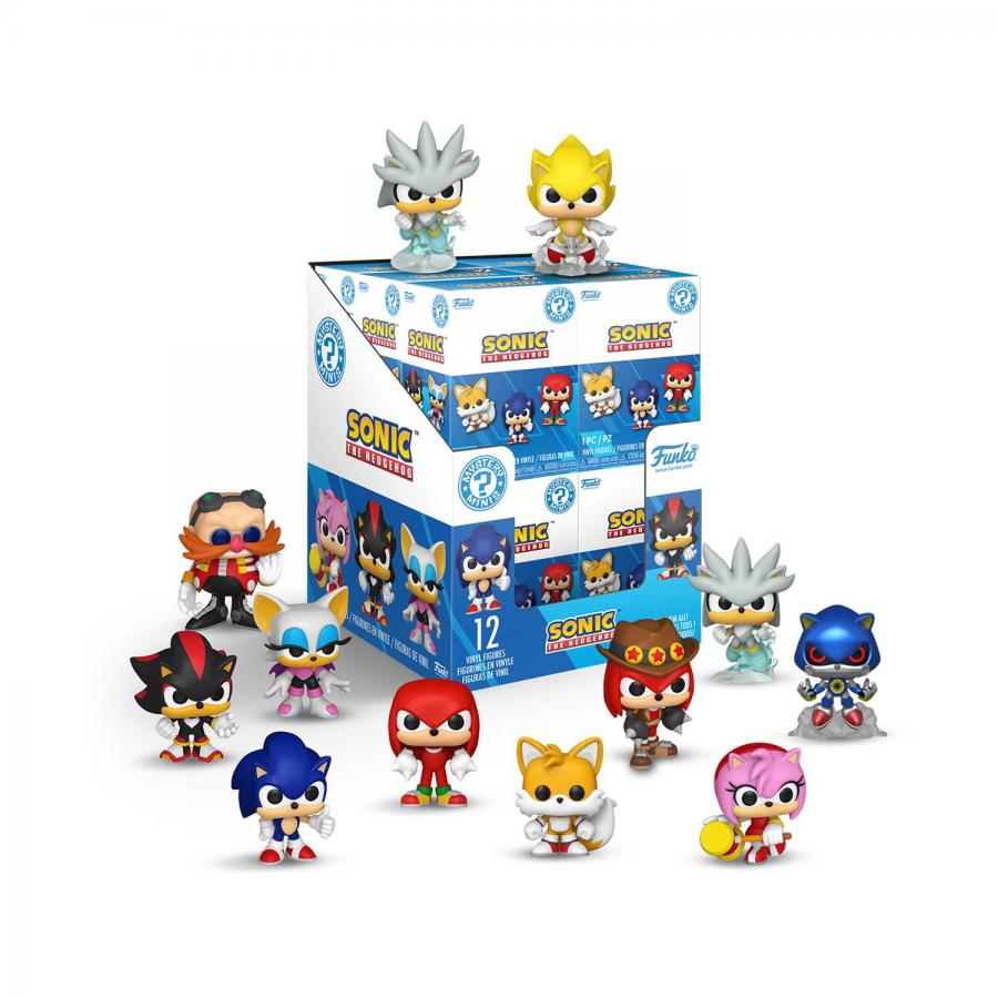 Funko Mystery Minis: Sonic The Hedgehog - Sonic, Tails, Amy, Knuckles, Shadow, Metal Sonic, Dr. Eggman, Silver, Rouge, Treasure Hunter Knuckles, Silver (Glows), Super Sonic (Glows) (Blind Box/Random) 