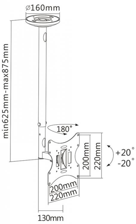SBOX CEILING MOUNT FOR LCD-PLASMA SCREENS 23'-43'
