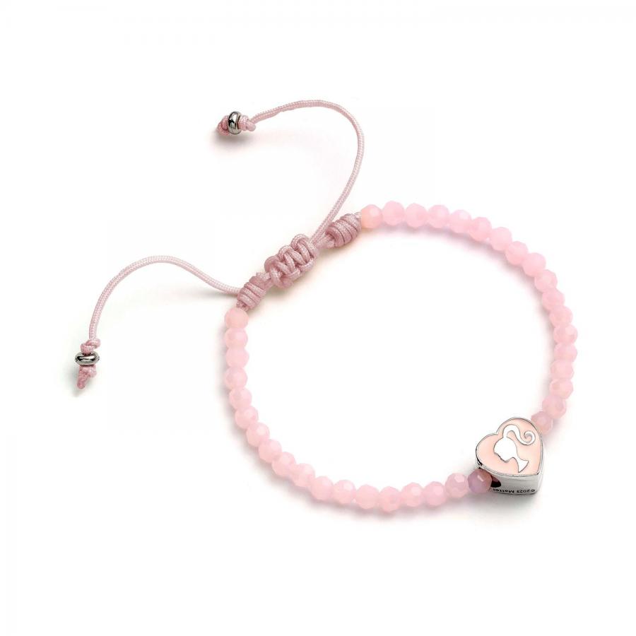 Carat Shop Barbie - Pink Bead Friendship Bracelet with Heart Shaped Bead (BMFB0007)