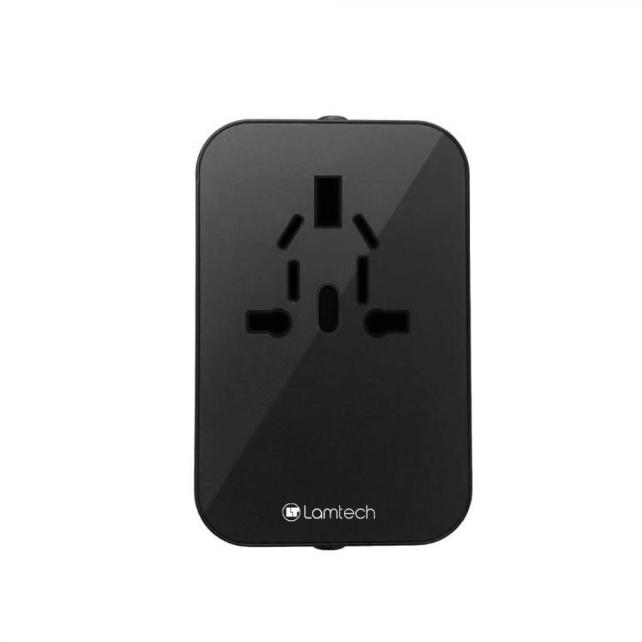 LAMTECH UNIVERSAL POWER TRAVEL ADAPTER 2XUSB 1XTYPE-C 20W BLACK