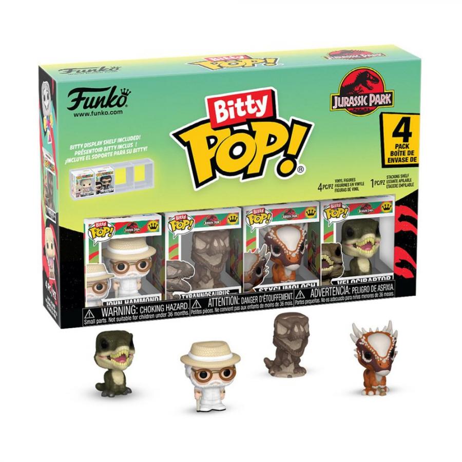 Funko Bitty Pop! 4-Pack: Jurassic Park - John Hammond, Tyrannosaurus, Fossil, Stygimoloch, Velociraptor Vinyl Figures