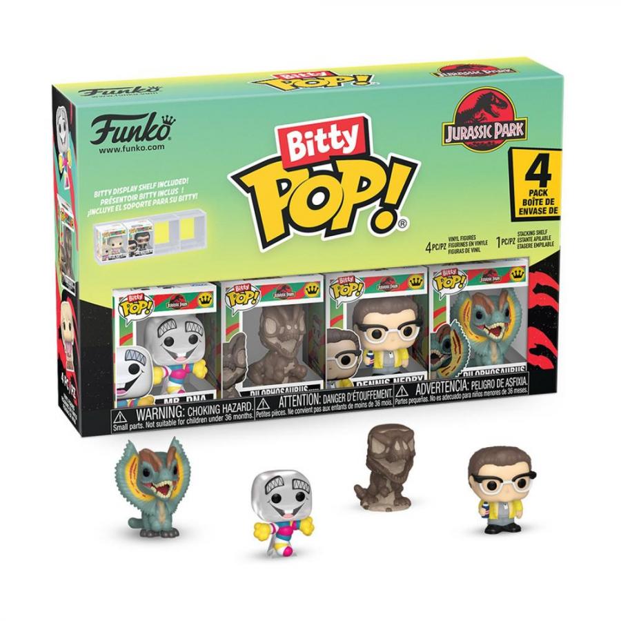 Funko Bitty Pop! 4-Pack: Jurassic Park - Mr. DNA, Dilophosaurus Fossil, Dennis Nedry, Dilophosaurus Vinyl Figures
