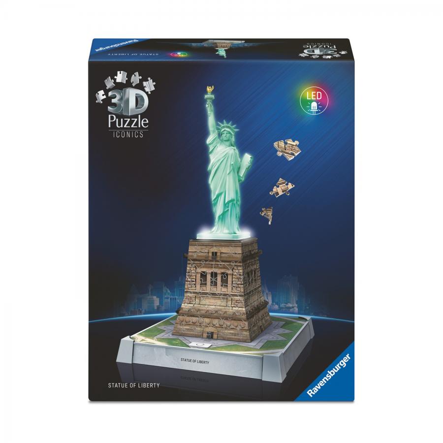 Ravensburger 3D Puzzle: 3D Iconics - Statue of Liberty Night Edition (108pcs)
