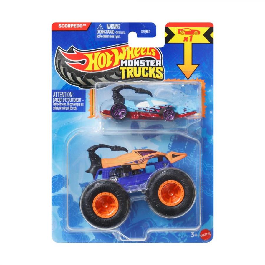 Mattel Monster: Trucks Vehicle With Small Car – Hw Mt Die-Cast & Truck 10 (JJT61)