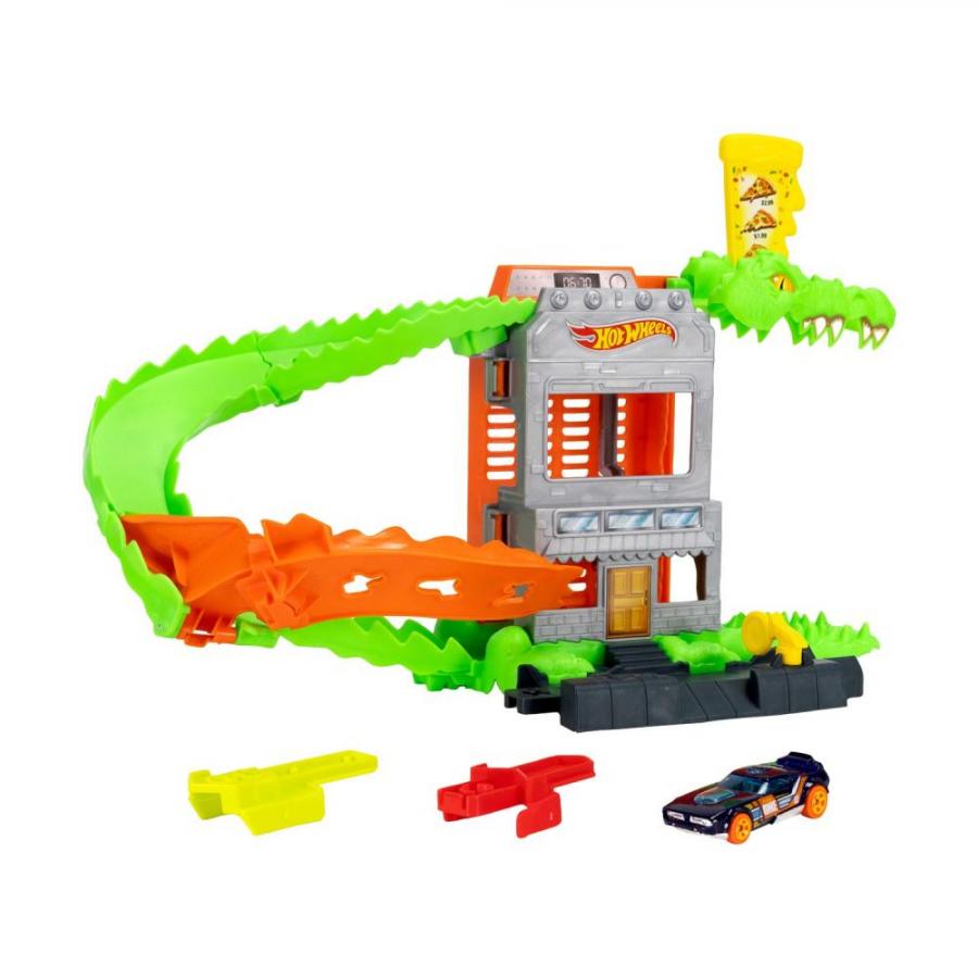 Mattel Hw: City- Tracks With Beasts – Hot Wheels City Croc Pizza Attack (JHL93)