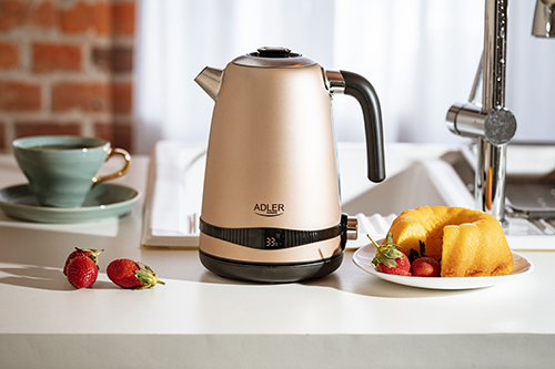 ADLER 1,7L STEEL ELECTRIC KETTLE WITH LCD AND TEMPERATURE CONTROL GOLD