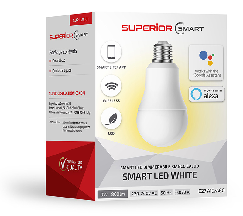 SUPERIOR SMART BULB WARM WHITE DIMMABLE LED A+ 10KWH/1000H E27