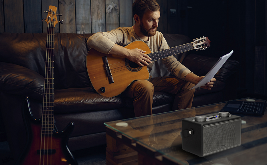 AIWA LEATHERETTE PORTABLE BLUETOOTH SPEAKER RMS 50W WITH MIC/GUITAR INPUT