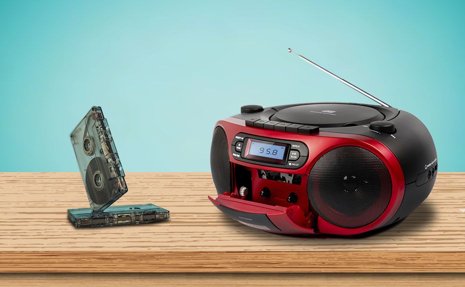 AIWA PORTABLE CD/MP3/USB/TAPE/BT WITH FM PLL RADIO BLACK