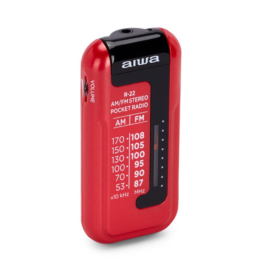 AIWA MINI POCKET RADIO WITH EARPHONES RED